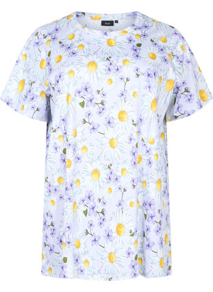 Oversize pyjama t-shirt with print, Lavender Blue AOP, Packshot image number 0