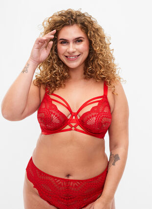 Lace bra with strings and underwire, Salsa, Model image number 0