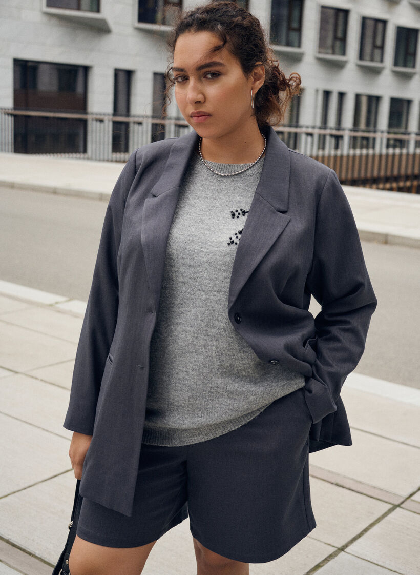Jumper with pearl embroidery, Grey, Image image number 0
