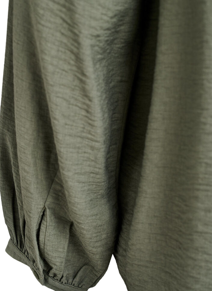 Long-sleeved viscose blouse, Green, Packshot image number 3