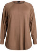 Knit blouse with round neck and knitted pattern, Brown, Packshot image number 0