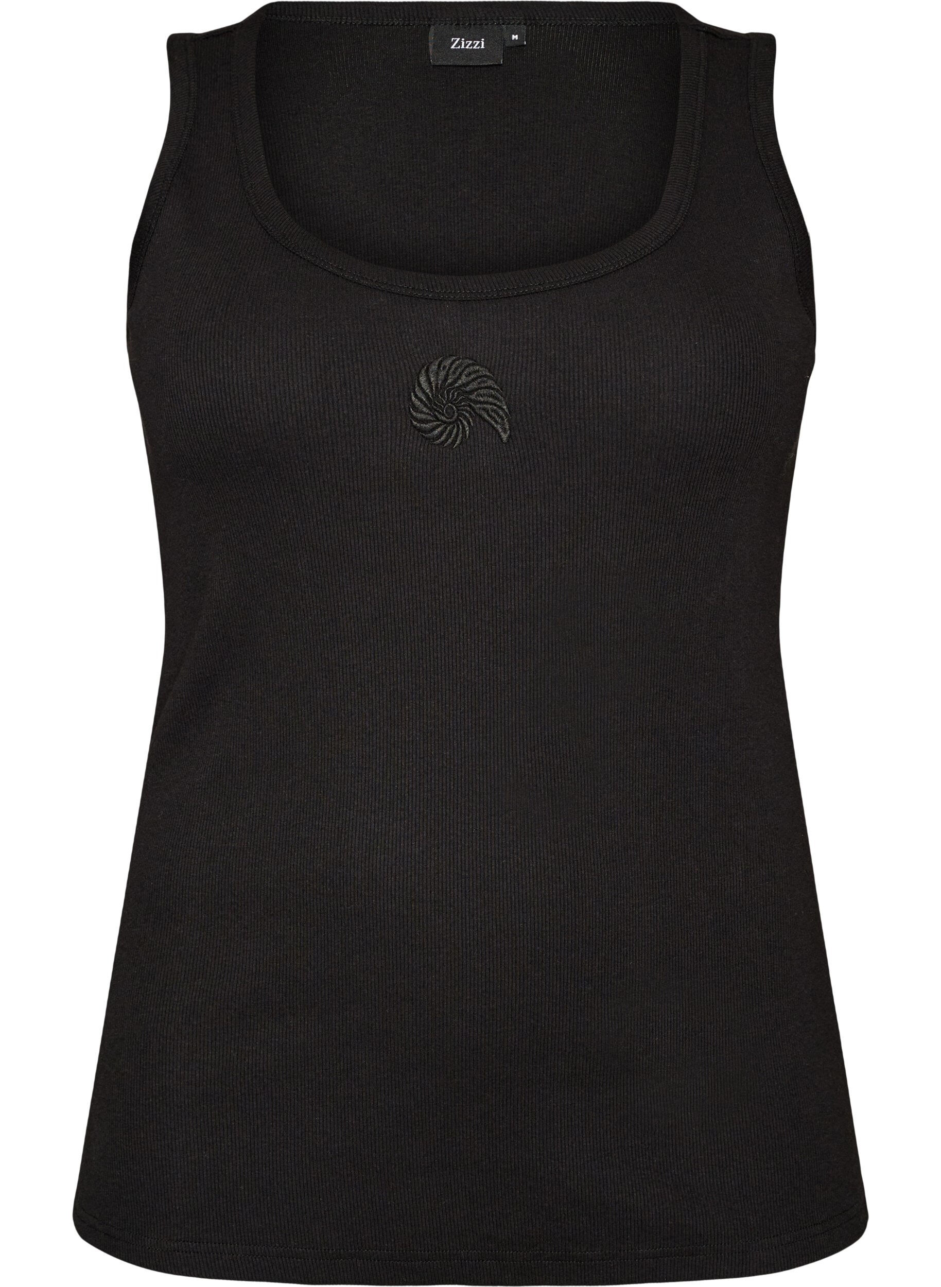 ZizzifashionFitted top with motif, Black, Packshot image number 0