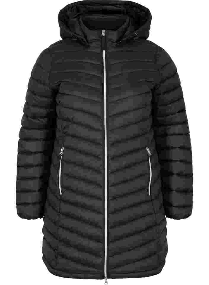 Lightweight jacket with detachable hood and pockets, Black, Packshot image number 0