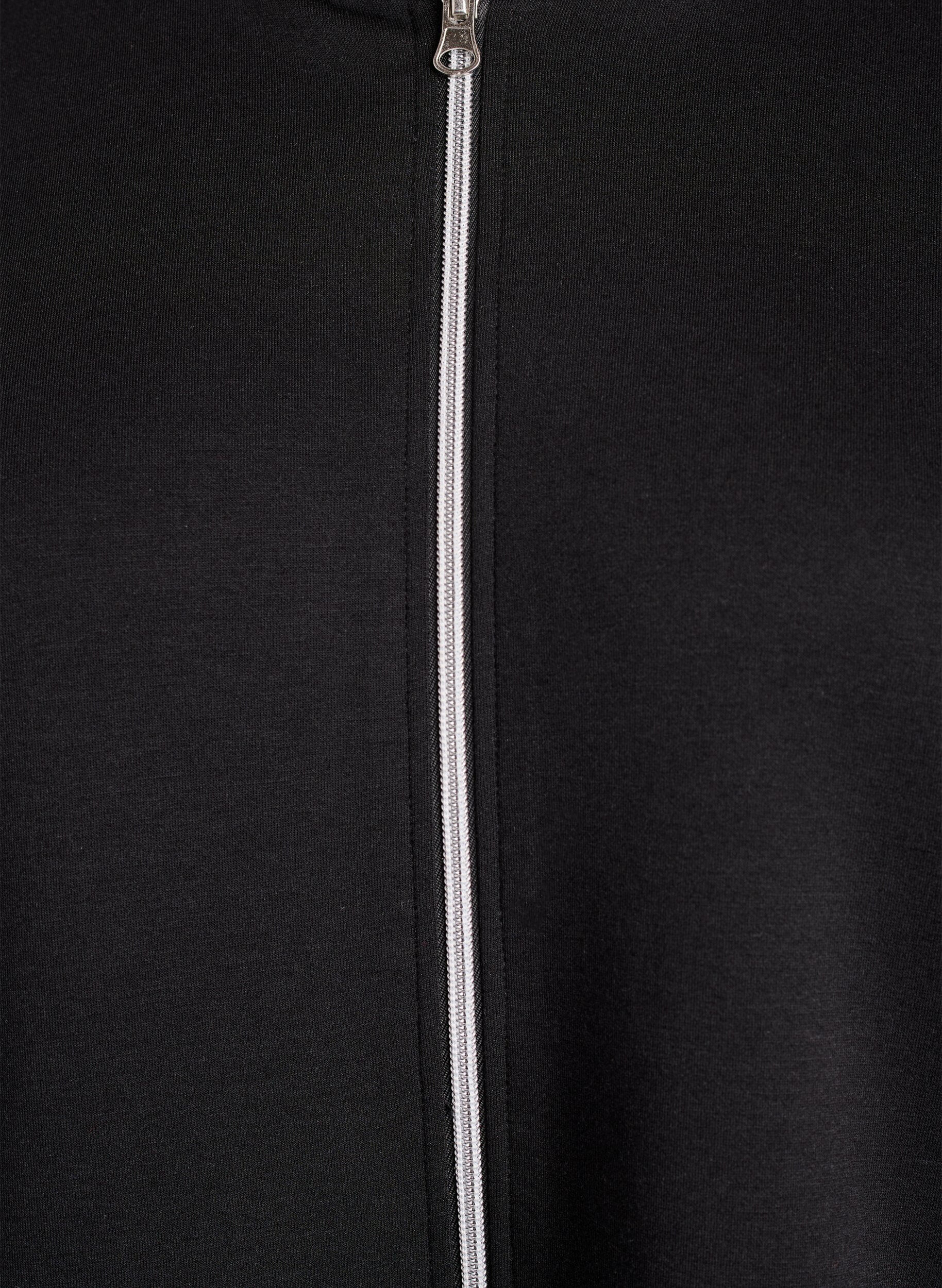 Zizzifashion Scuba hoodie with zip and pockets, Black, Packshot image number 2