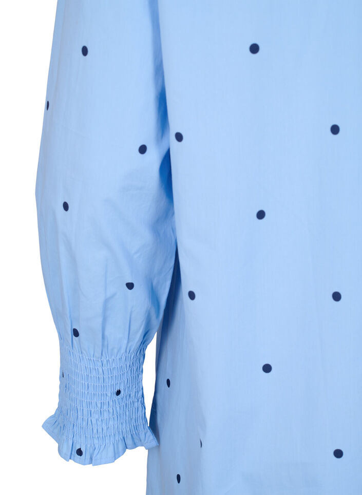Dress with polka dots and long sleeves, Light Blue, Packshot image number 3