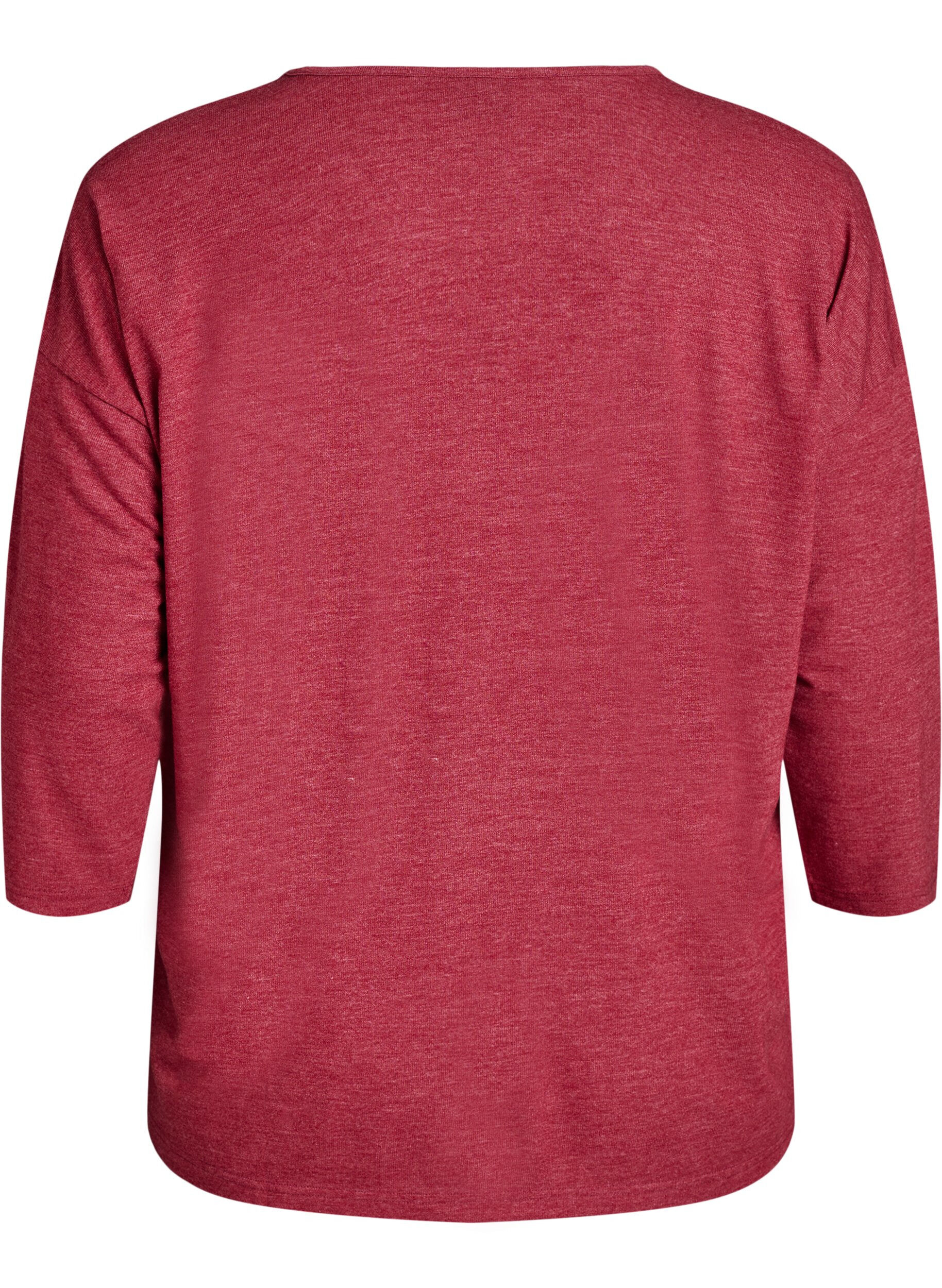 ZizzifashionJersey blouse with 3/4 sleeves, Red, Packshot image number 1