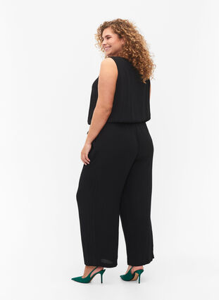 Sleeveless jumpsuit in viscose, Black, Model image number 1