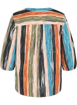 Striped blouse with 3/4 sleeves, Multi Stripe AOP, Packshot image number 1
