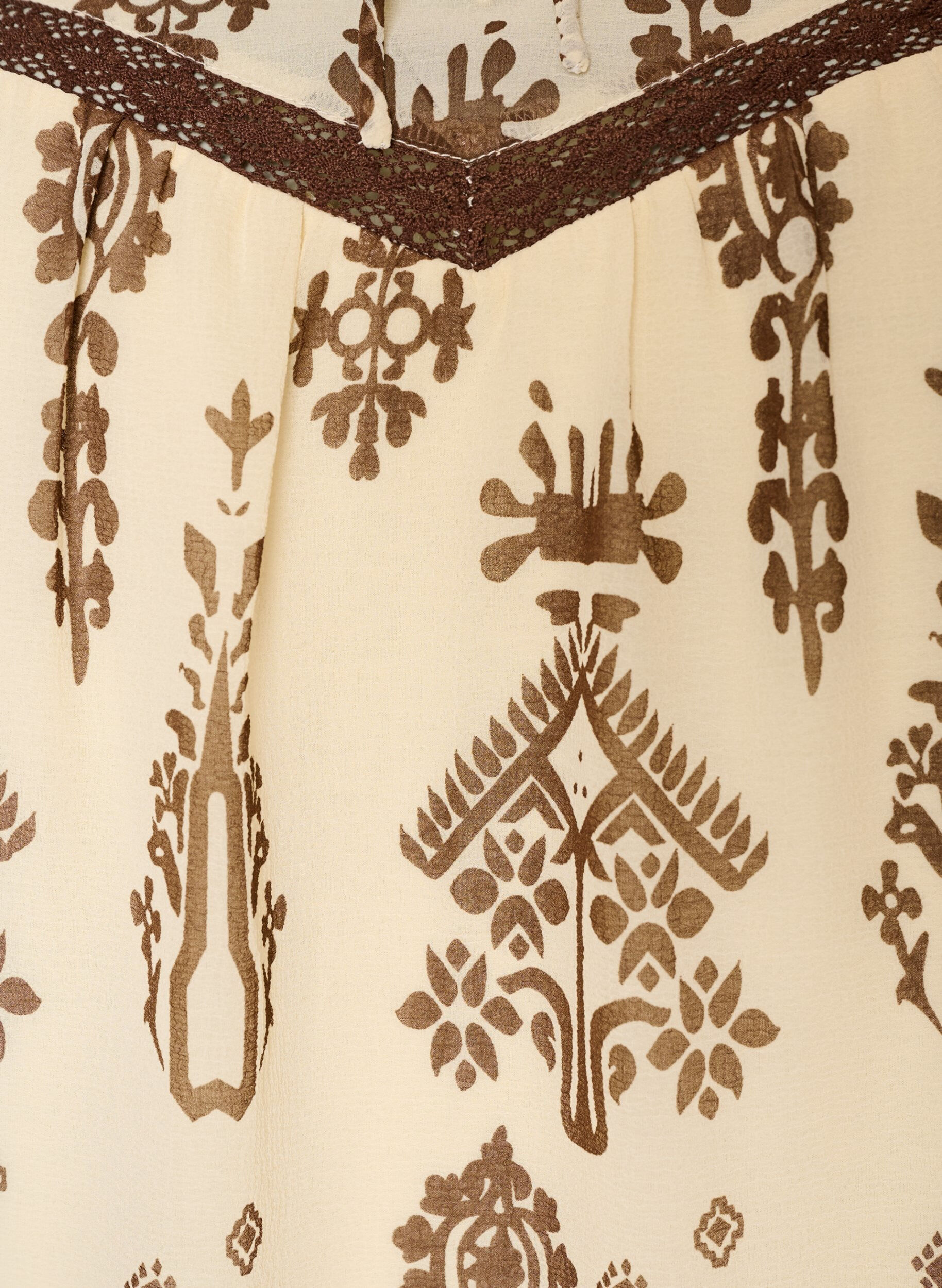 ZizzifashionBlouse with pattern and crochet trim, Beige, Packshot image number 2