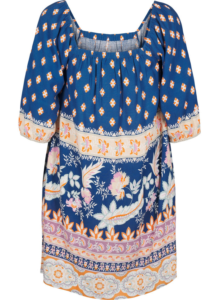 Beach dress in viscose with print, Blue, Packshot image number 1