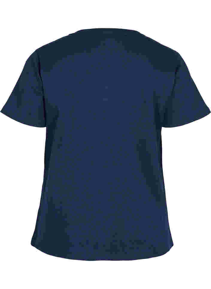 Cotton t-shirt with rib structure, Navy Blazer, Packshot image number 1