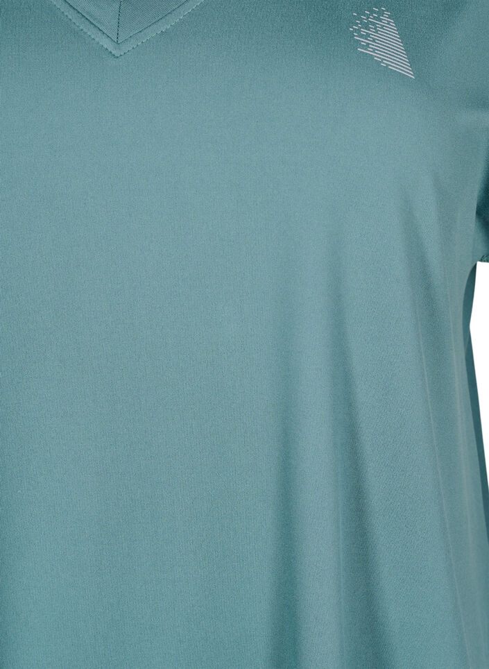 Loose training t-shirt with v-neck, Green, Packshot image number 2