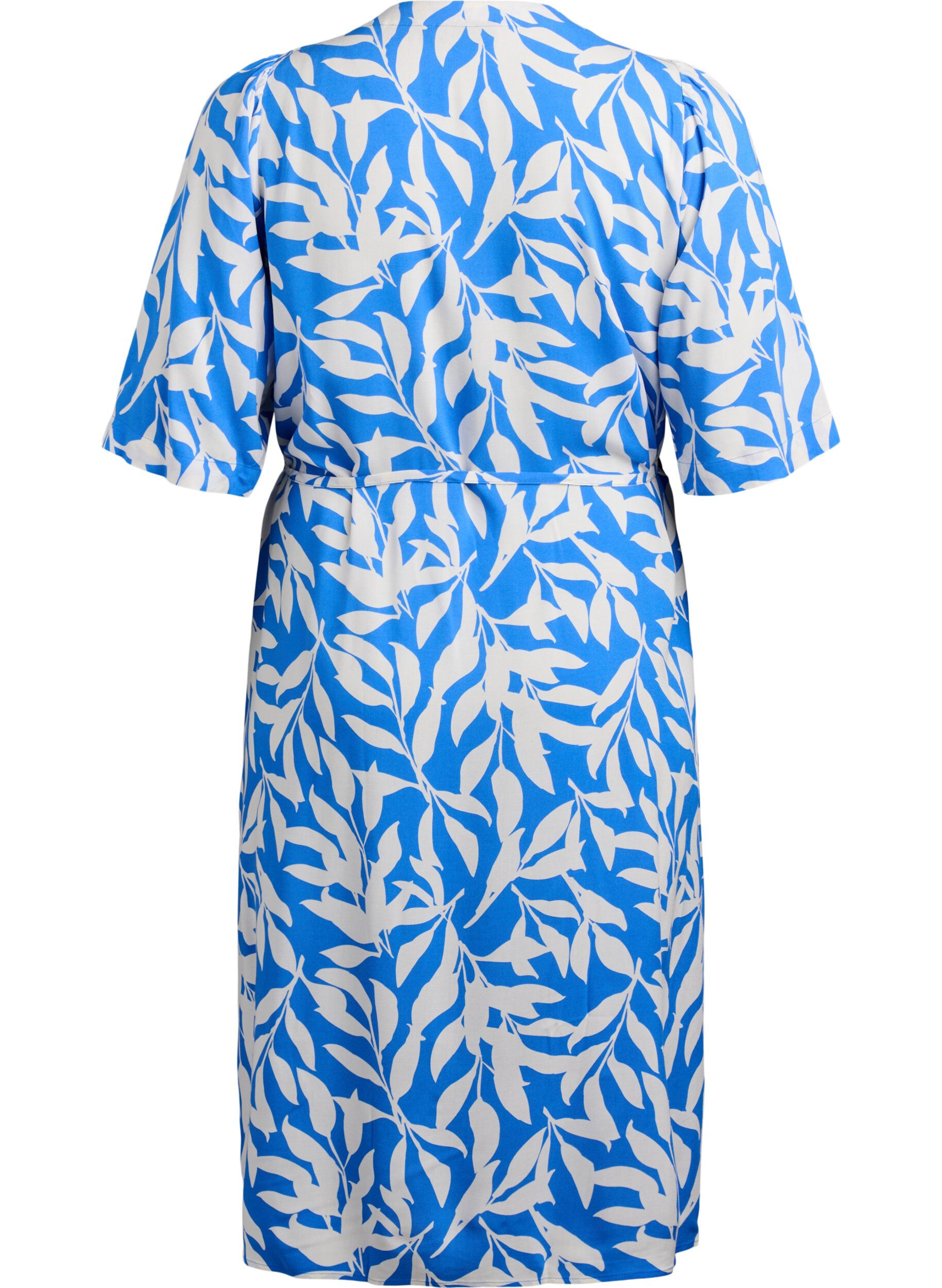Zizzifashion FLASH - Midi dress with print and tie belt, Blue, Packshot image number 1