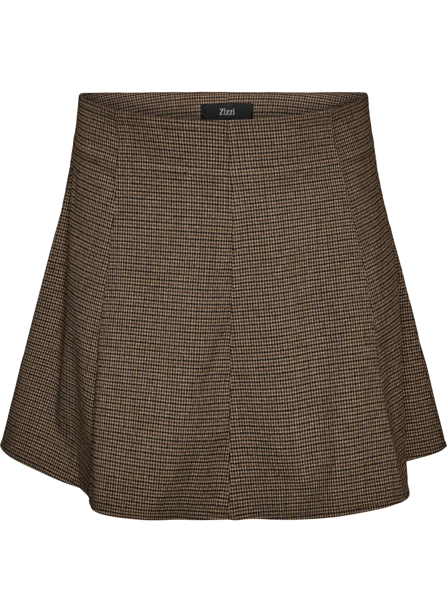 ZizzifashionSmall check A-line skirt, Brown, Packshot image number 0