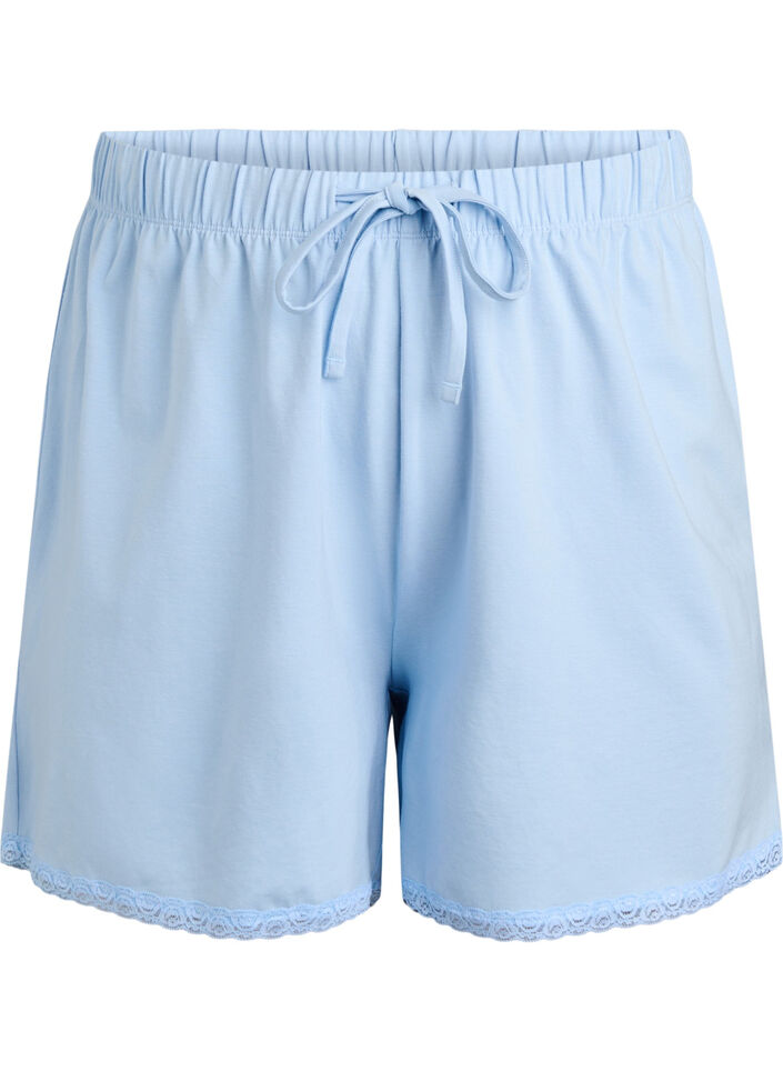 Loose shorts in a modal blend with a lace trim, Dutch Canal, Packshot image number 0