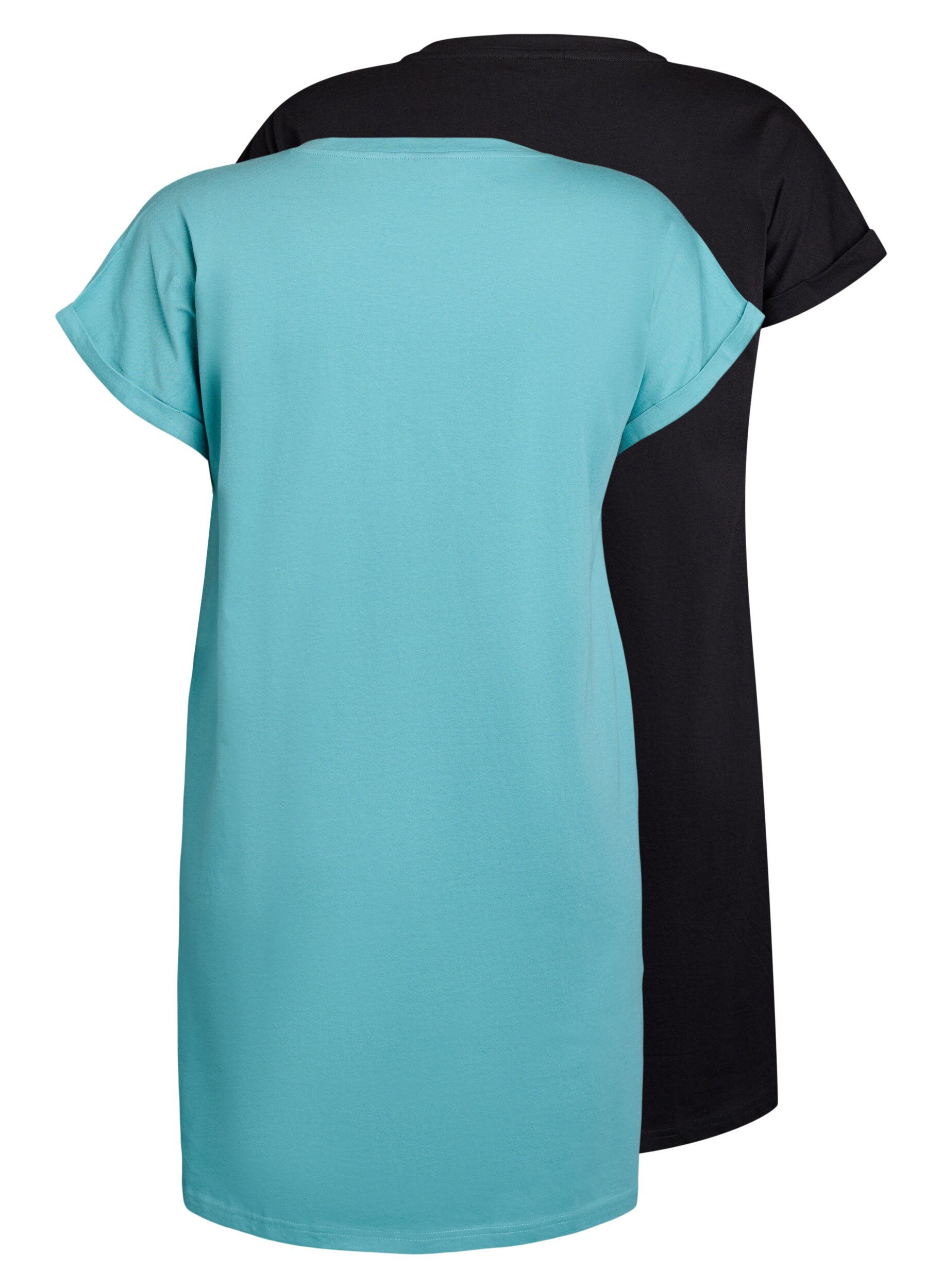 Zizzifashion2-pack T-shirt dress with short sleeves, Blue, Packshot image number 1