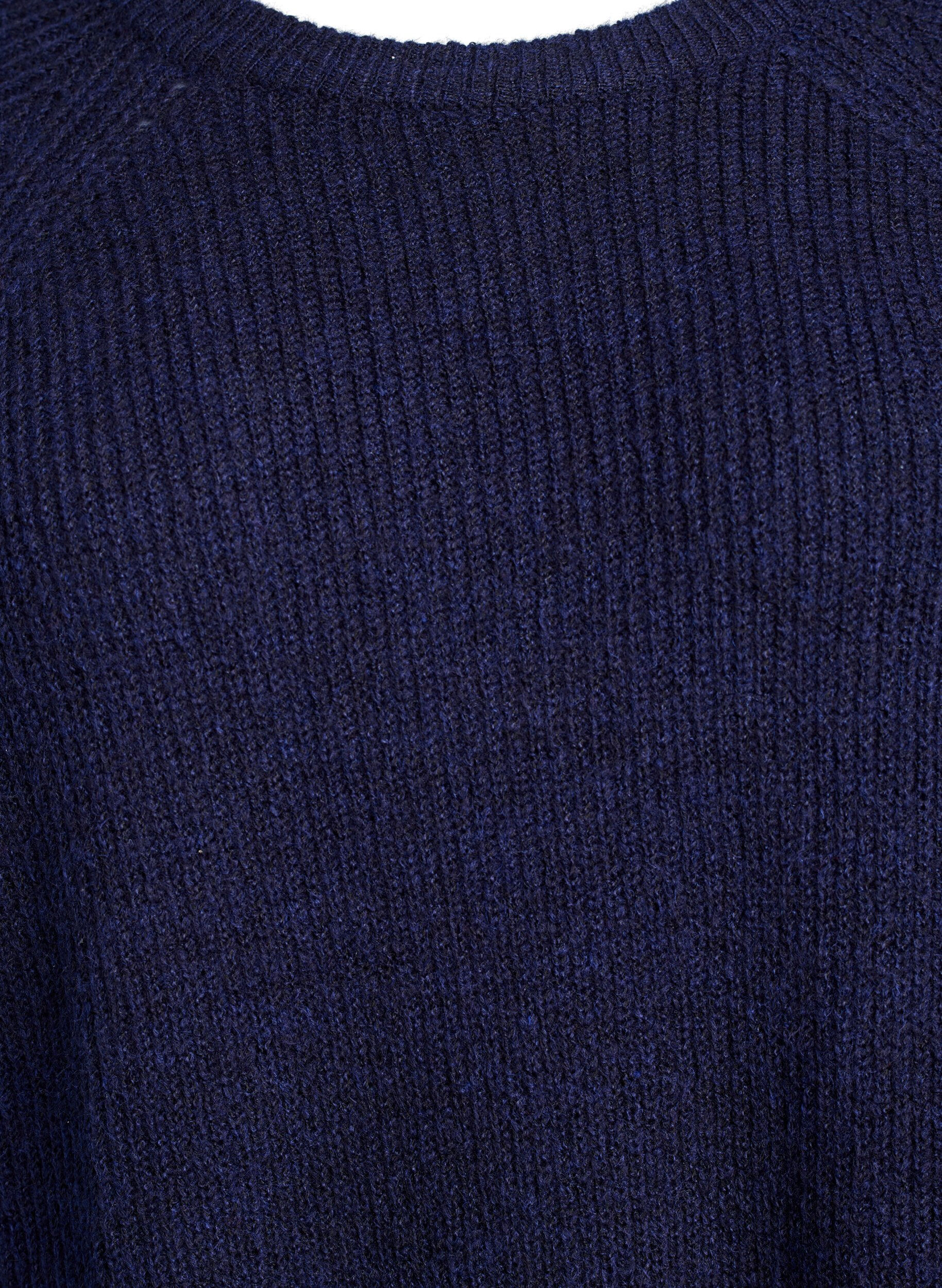 Zizzifashion Ribbed jumper with 3/4 sleeves, Blue, Packshot image number 2