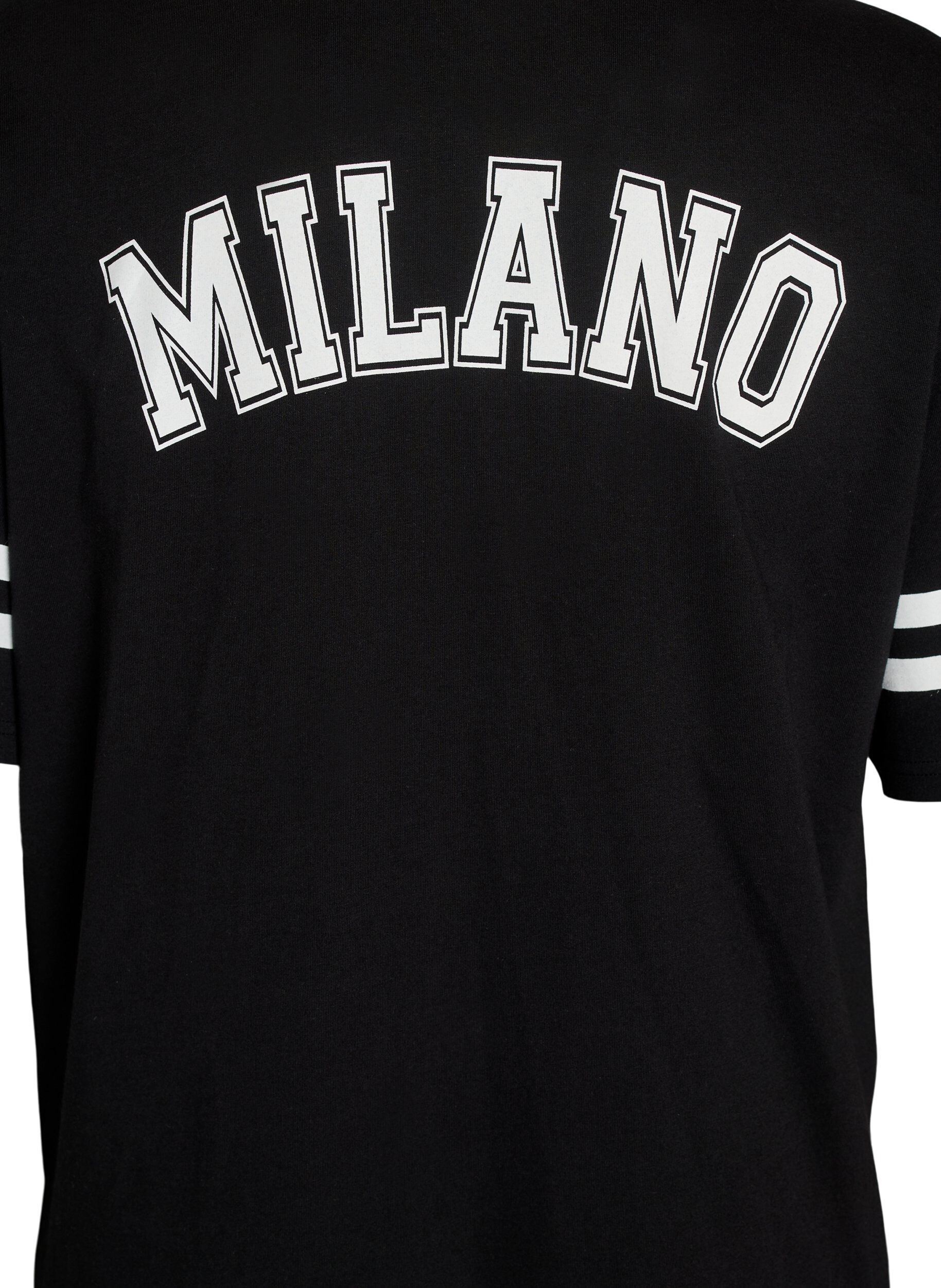 Zizzifashion Short T-shirt dress with sporty details, Black, Packshot image number 3