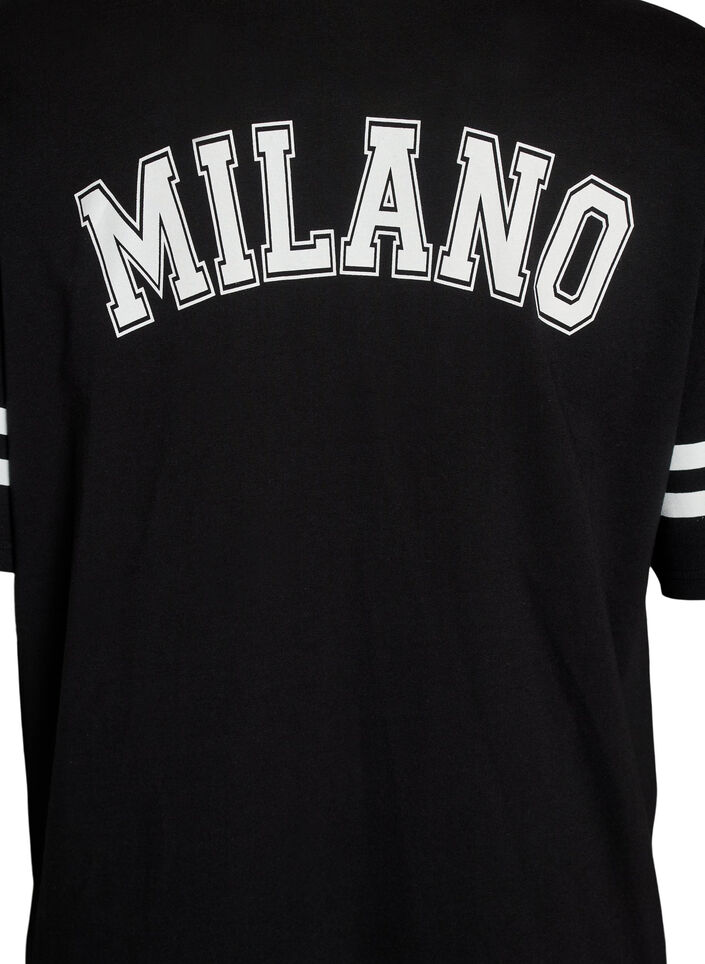 Short T-shirt dress with sporty details, Black, Packshot image number 3