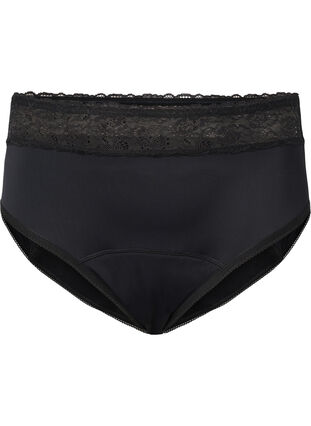 Period panties with lace, Black, Packshot image number 0
