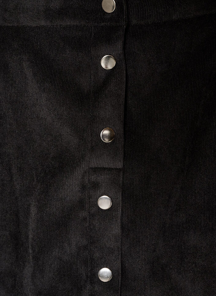 A-line corduroy skirt with buttons, Black, Packshot image number 2
