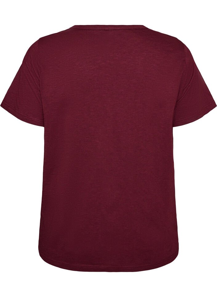 T-shirt with button detail, Dark Bordeaux, Packshot image number 1