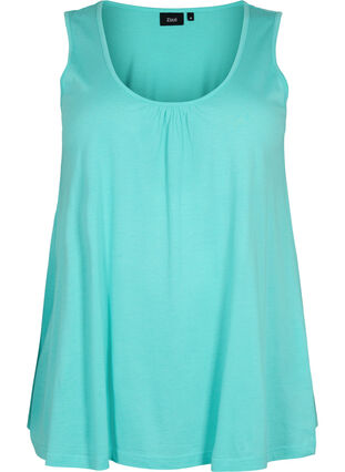 Top with a-shape and round neck, Turquoise, Packshot image number 0