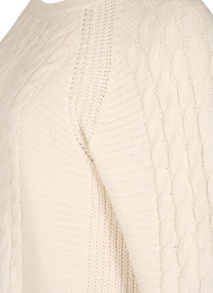 Patterned knit blouse with round neckline, Birch as sample, Packshot image number 3