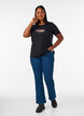 T-shirt with motif, Black, Model image number 1
