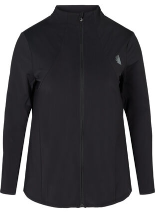 Reflective running jacket with pocket, Black, Packshot image number 0