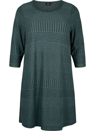 Dress with 3/4 sleeves and striped pattern, Scarab Melange, Packshot image number 0