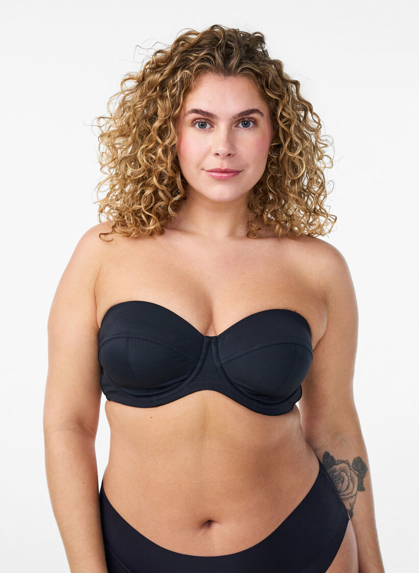 Padded strapless bra with detachable straps, Black, Model image number 0