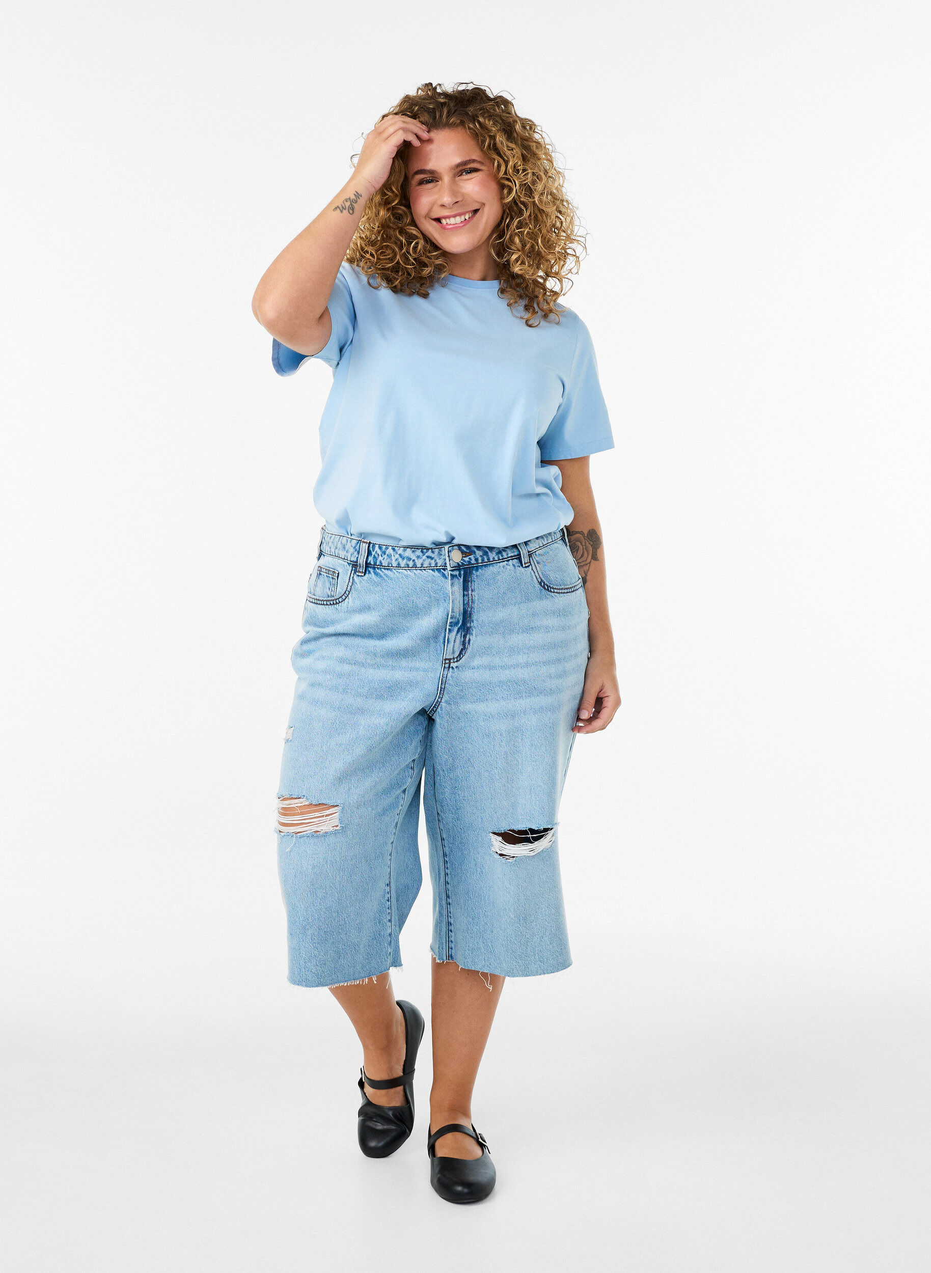 ZizzifashionOrganic cotton graphic T-shirt, Light Blue, Model image number 1