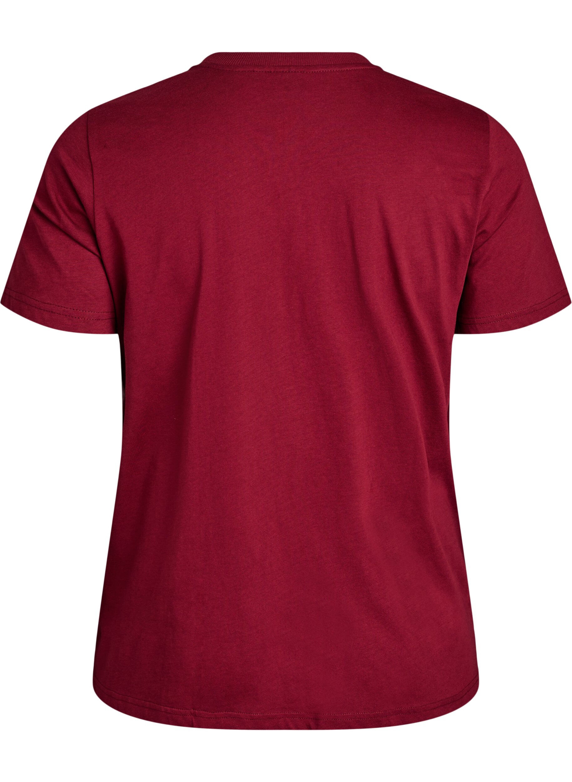 ZizzifashionBasic cotton T-shirt with round neck, Dark Bordeaux, Packshot image number 1