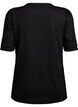 Blouse with button detail and short puff sleeves, Black, Packshot image number 1