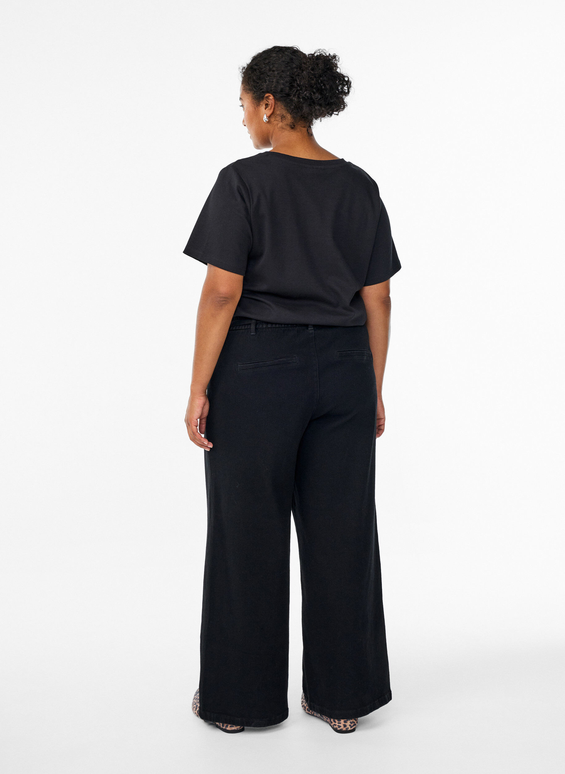 Zizzifashion Loose-fit jeans with an elasticated waistband and a drawstring, Black, Model image number 1