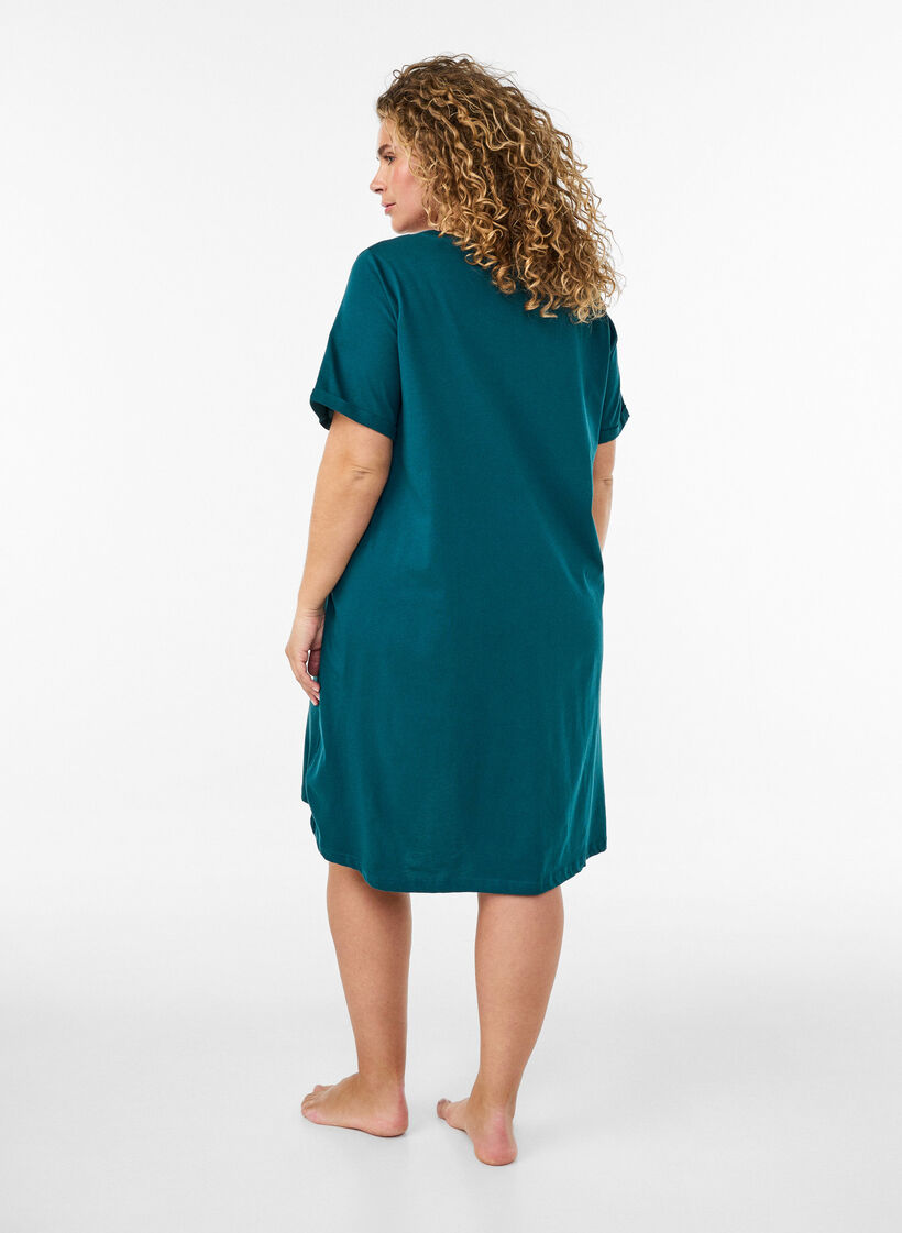 Short-sleeved nightgown in organic cotton, Green, Model image number 2