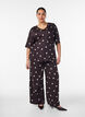 Polka dot viscose blouse with V-neck and tie-fastening, Brown, Model image number 1