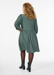 Short dress with texture and 3/4 sleeves, Green, Model image number 2