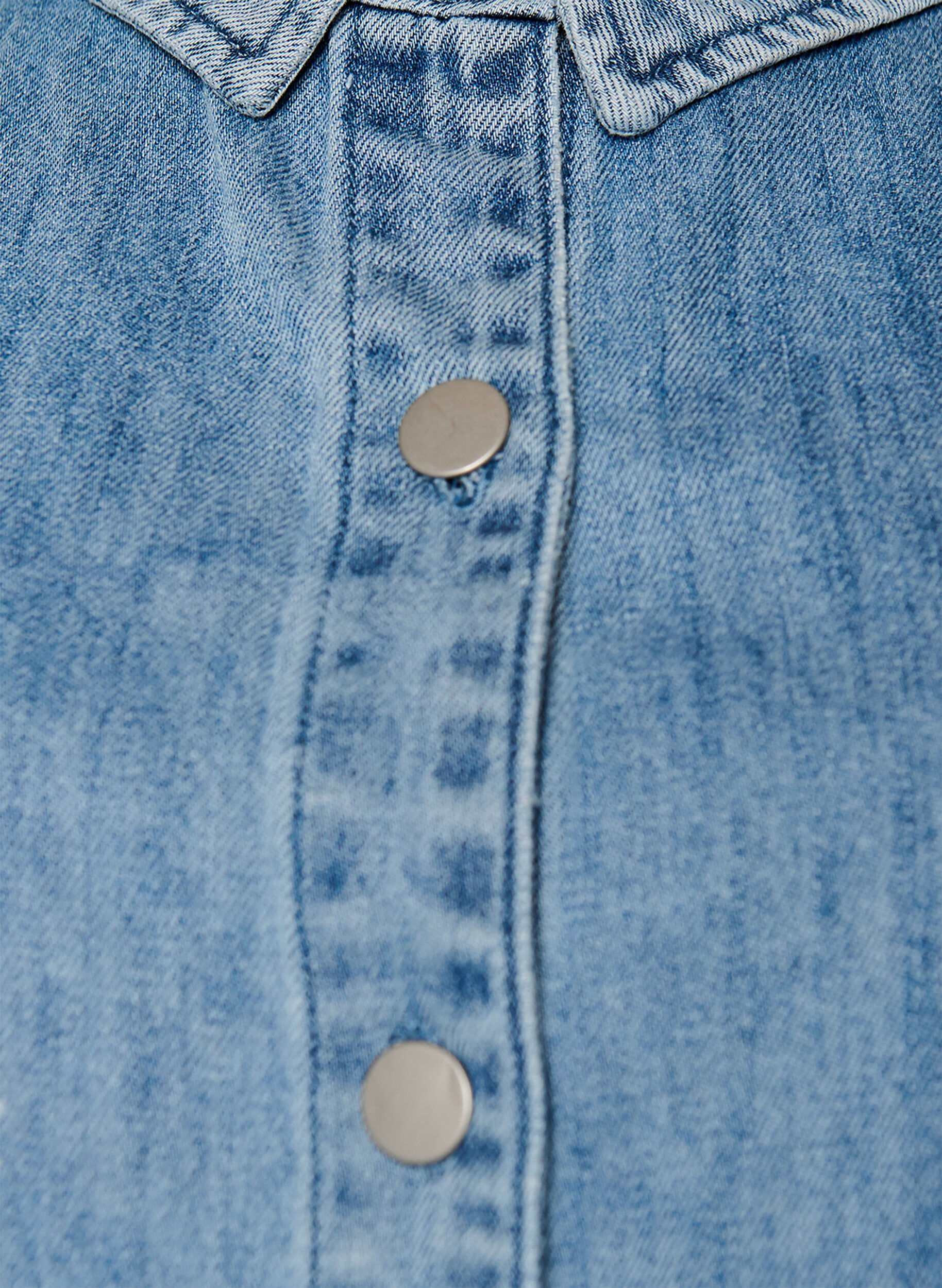 ZizzifashionDenim shirt with floral print and short sleeves, Light Blue, Packshot image number 2