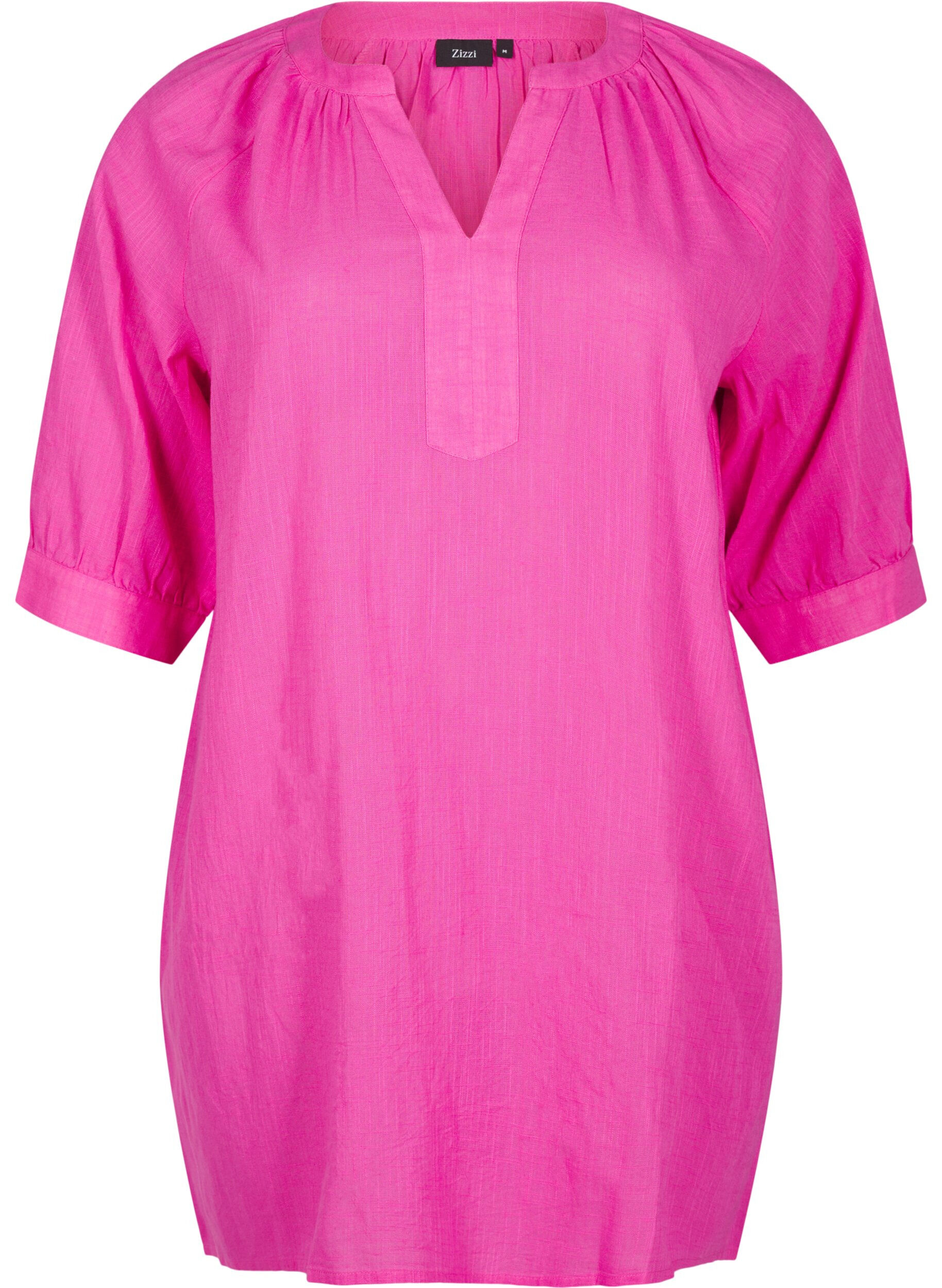 Zizzifashion Cotton tunic with a V-neck, Rose, Packshot image number 0