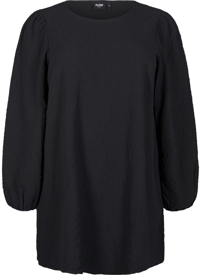 FLASH - Long-sleeved tunic with a round neck, Black, Packshot image number 0