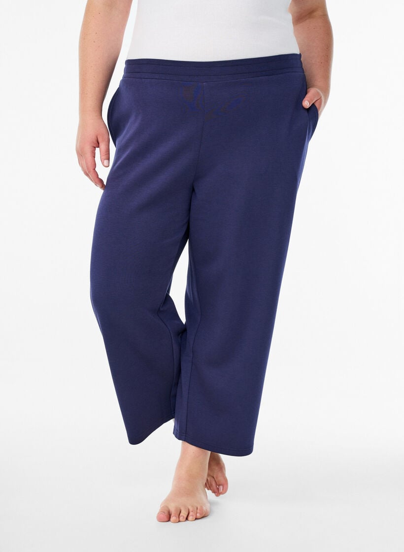 7/8 modal mix pants with pockets, Blue, Model image number 2