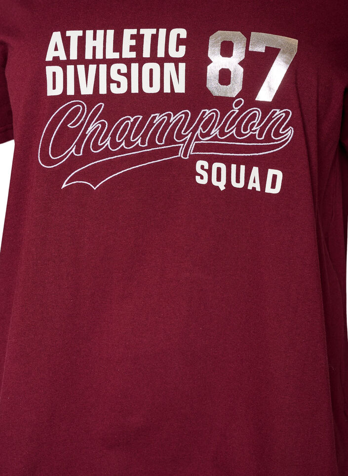 T-shirt in organic cotton with a sporty text print, Red, Packshot image number 2