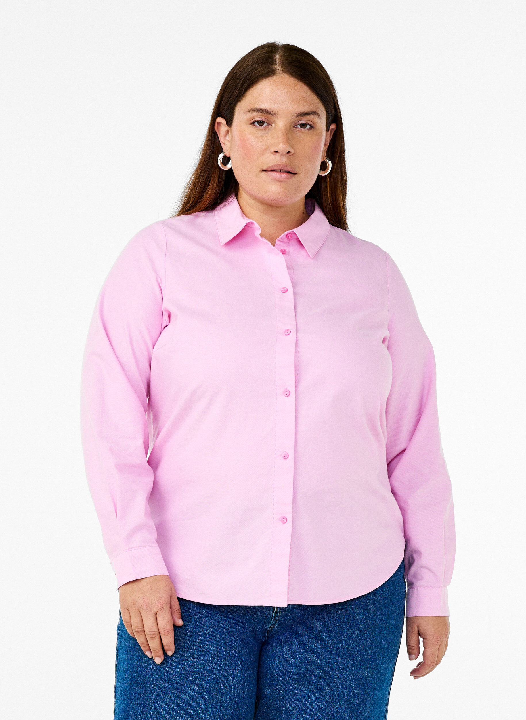 Zizzifashion Long-sleeved cotton shirt, Pink, Model image number 0