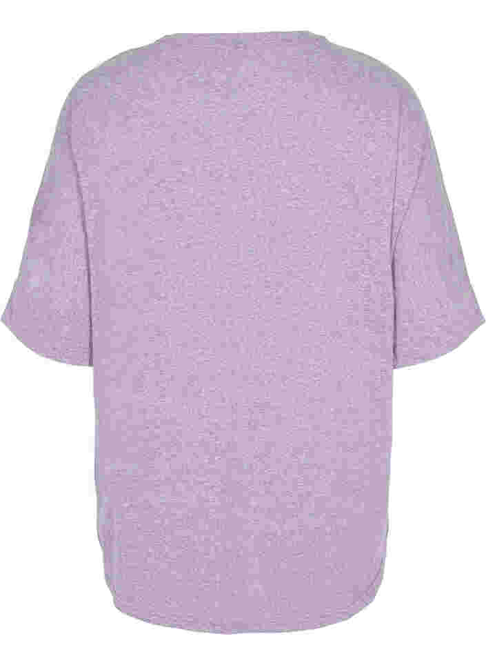 Melange blouse with short sleeves, Vintage Violet Mel., Packshot image number 1