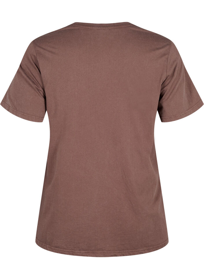 Organic cotton T-shirt with print, Brown, Packshot image number 1