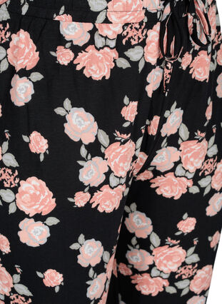 Floral viscose pyjama trousers, Black Flower AOP, Packshot image number 2