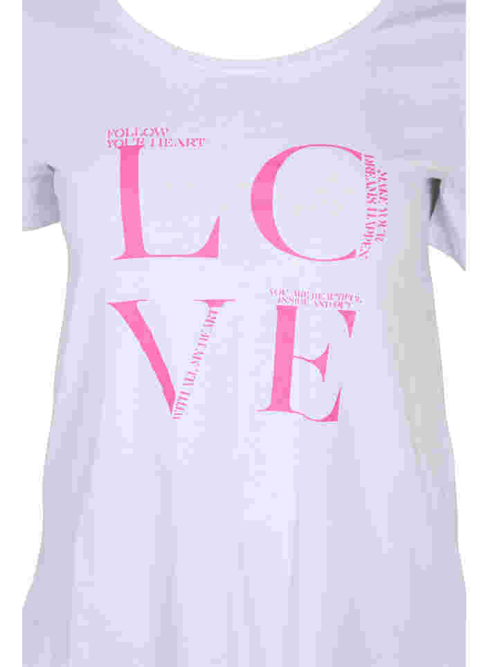 Short-sleeved cotton t-shirt with print, Bright White LOVE, Packshot image number 2