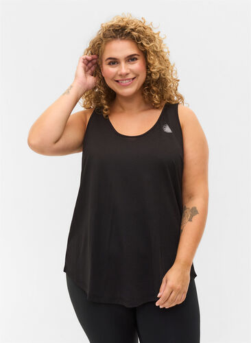 Sleeveless workout top with racer back, Black, Model image number 0
